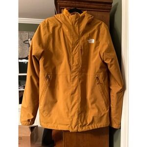 EUC NORTH FACE PRIMALOFT  HOODED JACKET  BROWN FULL ZIP MENS SMALL W/ INSERT